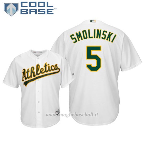 Maglia Baseball Uomo Oakland Athletics Jake Smolinski Cool Base Majestic 1ªBianco